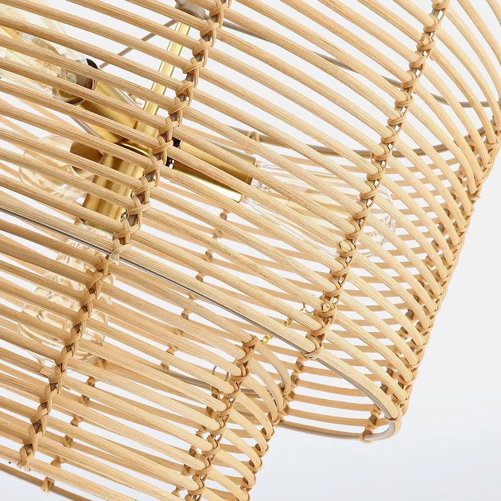 Dayereh 20 in. 4-Light Coastal Tiered Rattan Drum Chandelier Light with Brass Canopy by TRUE FINE 8 Dayereh 20 in. 4-Light Coastal Tiered Rattan Drum Chandelier Light with Brass Canopy by TRUE FINE - Image 6