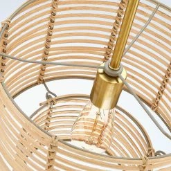 Dayereh 12 in. 1-Light Coastal Tiered Rattan Drum Pendant Light with Brass Canopy by TRUE FINE -Dale Tiffany Store brass beige true fine chandeliers td10033p c3 1000