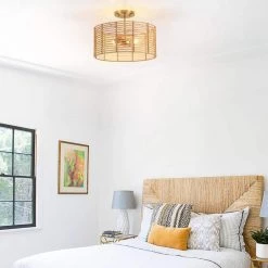 Dayereh 15.5 in. 2-Light Bohemian Rattan Semi-Flush Mount Ceiling Light by TRUE FINE -Dale Tiffany Store brass beige true fine flush mount lights td10032fl 40 1000