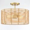 Dayereh 15.5 in. 2-Light Bohemian Rattan Semi-Flush Mount Ceiling Light by TRUE FINE 1 Dayereh 15.5 in. 2-Light Bohemian Rattan Semi-Flush Mount Ceiling Light by TRUE FINE -Dale Tiffany Store brass beige true fine flush mount lights td10032fl 64 1000