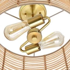 Dayereh 15.5 in. 2-Light Bohemian Rattan Semi-Flush Mount Ceiling Light by TRUE FINE -Dale Tiffany Store brass beige true fine flush mount lights td10032fl c3 1000