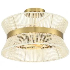 Bohe 15 in. 2-Light Bohemian Woven Rope Semi-Flush Mount Ceiling Light by TRUE FINE -Dale Tiffany Store brass beige true fine flush mount lights td60008fl 44 1000