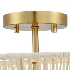 Bohe 15 in. 2-Light Bohemian Woven Rope Semi-Flush Mount Ceiling Light by TRUE FINE -Dale Tiffany Store brass beige true fine flush mount lights td60008fl 4f 1000