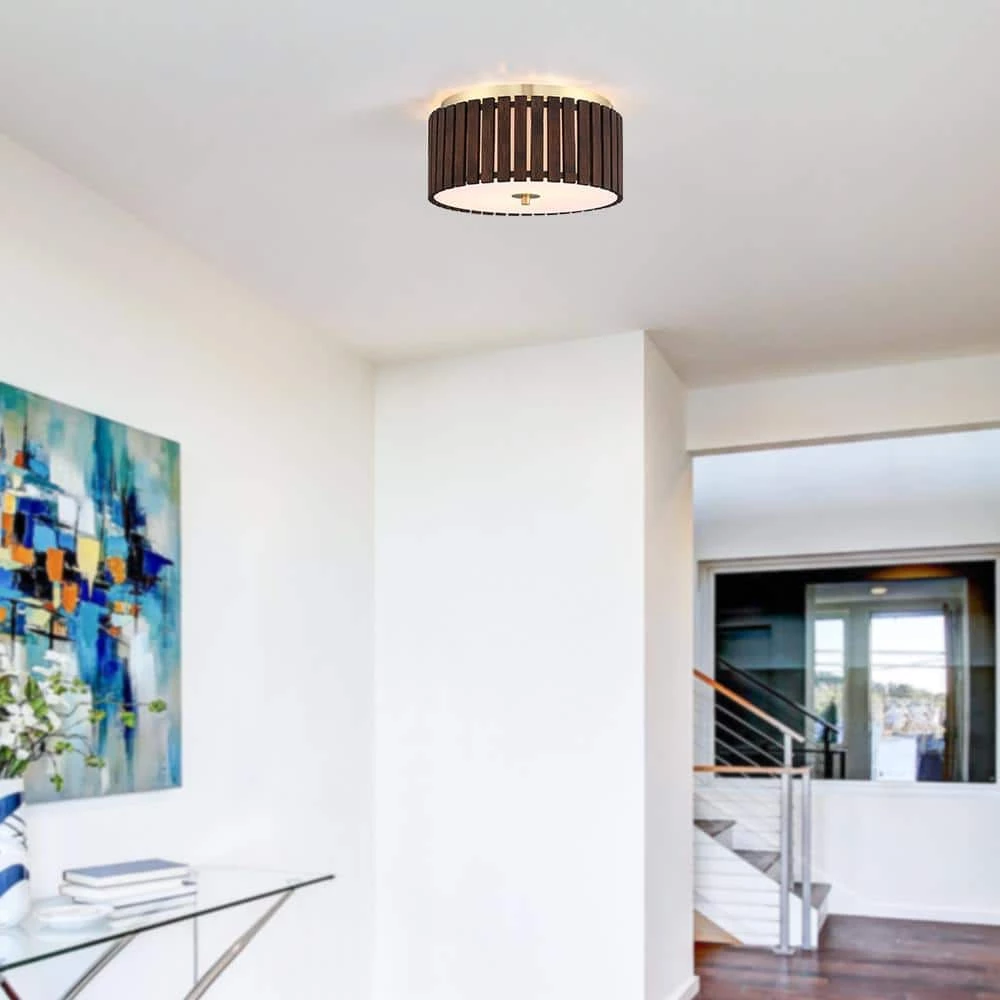 Brody 13.4 in. 2-Light Bamboo Flush Mount Ceiling Light with Brass Hardware by TRUE FINE 6 Brody 13.4 in. 2-Light Bamboo Flush Mount Ceiling Light with Brass Hardware by TRUE FINE - Image 4