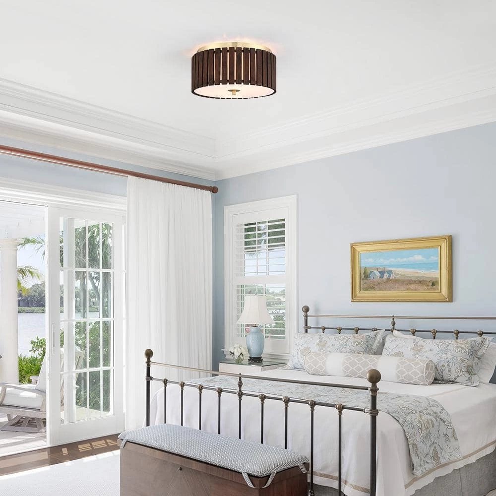 Brody 13.4 in. 2-Light Bamboo Flush Mount Ceiling Light with Brass Hardware by TRUE FINE 5 Brody 13.4 in. 2-Light Bamboo Flush Mount Ceiling Light with Brass Hardware by TRUE FINE - Image 3