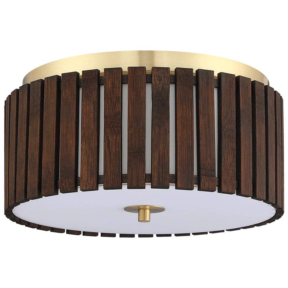 Brody 13.4 in. 2-Light Bamboo Flush Mount Ceiling Light with Brass Hardware by TRUE FINE 7 Brody 13.4 in. 2-Light Bamboo Flush Mount Ceiling Light with Brass Hardware by TRUE FINE - Image 5
