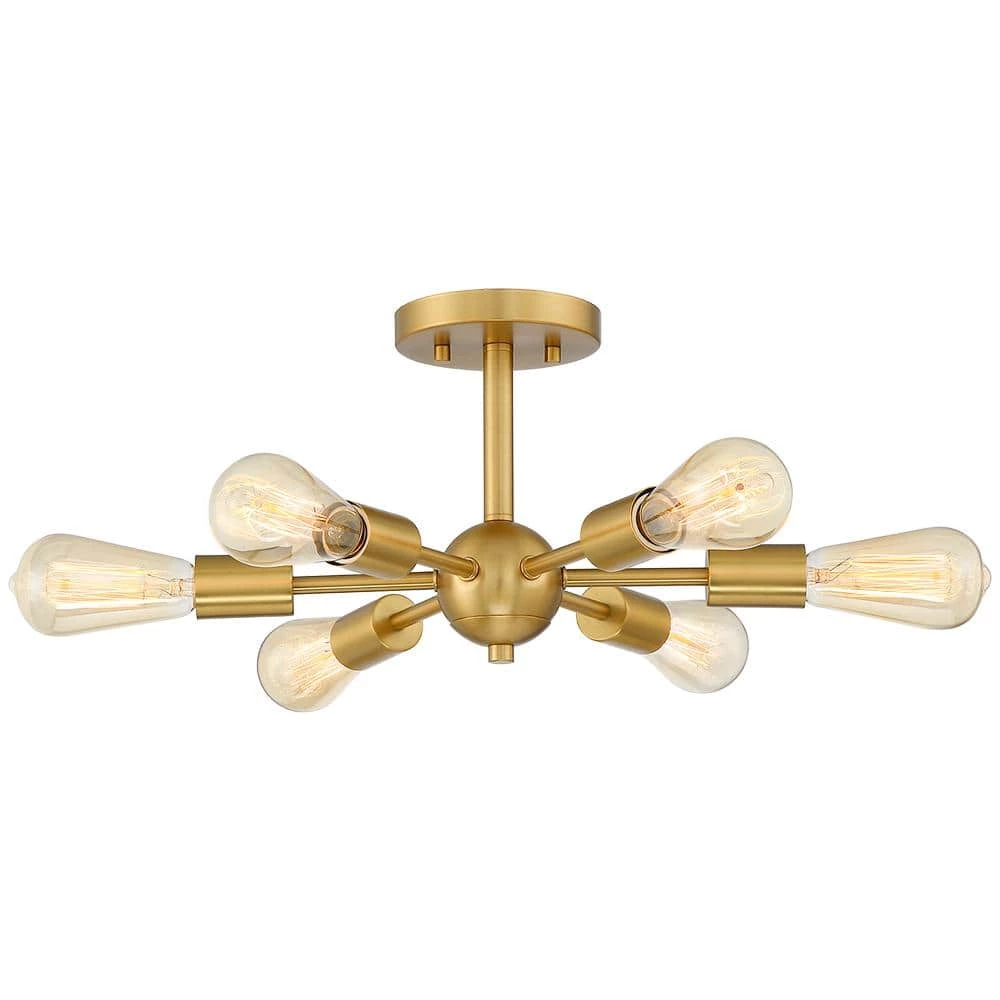 Sputnik 23 in. 6-Light Brass Semi Flush Mount Ceiling Light by TRUE FINE 6 Sputnik 23 in. 6-Light Brass Semi Flush Mount Ceiling Light by TRUE FINE - Image 4
