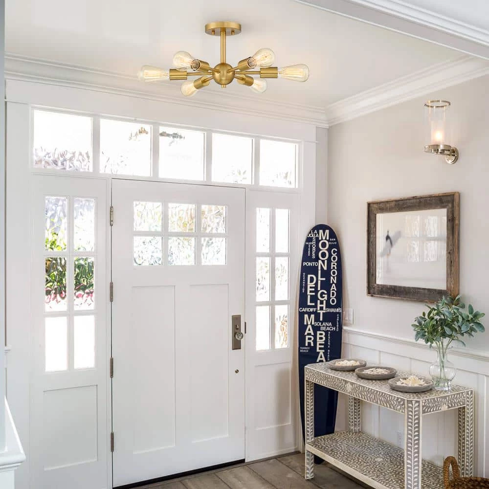 Sputnik 23 in. 6-Light Brass Semi Flush Mount Ceiling Light by TRUE FINE 11 Sputnik 23 in. 6-Light Brass Semi Flush Mount Ceiling Light by TRUE FINE - Image 9