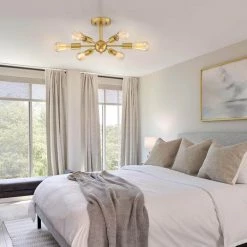 Sputnik 23 in. 6-Light Brass Semi Flush Mount Ceiling Light by TRUE FINE 13 Sputnik 23 in. 6-Light Brass Semi Flush Mount Ceiling Light by TRUE FINE -Dale Tiffany Store brass true fine flush mount lights td10023fl 40 1000