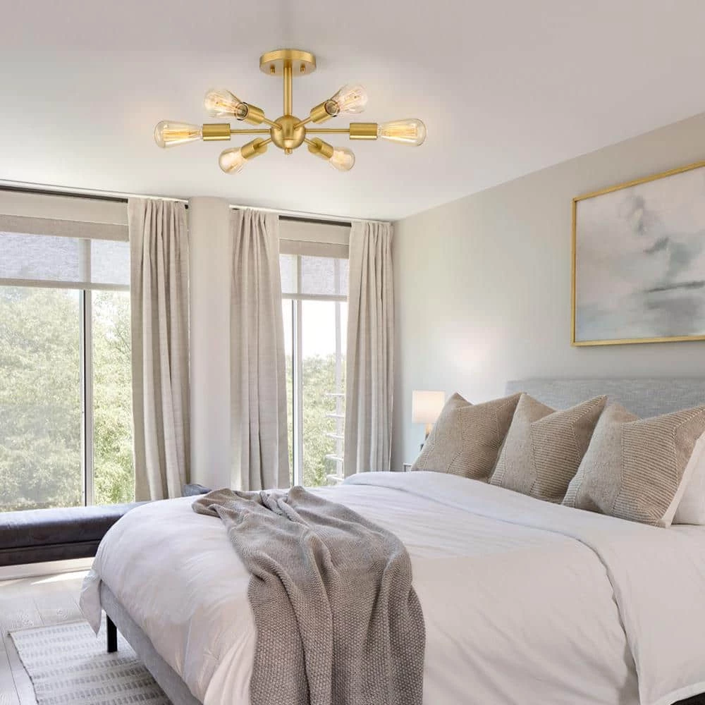 Sputnik 23 in. 6-Light Brass Semi Flush Mount Ceiling Light by TRUE FINE 5 Sputnik 23 in. 6-Light Brass Semi Flush Mount Ceiling Light by TRUE FINE - Image 3