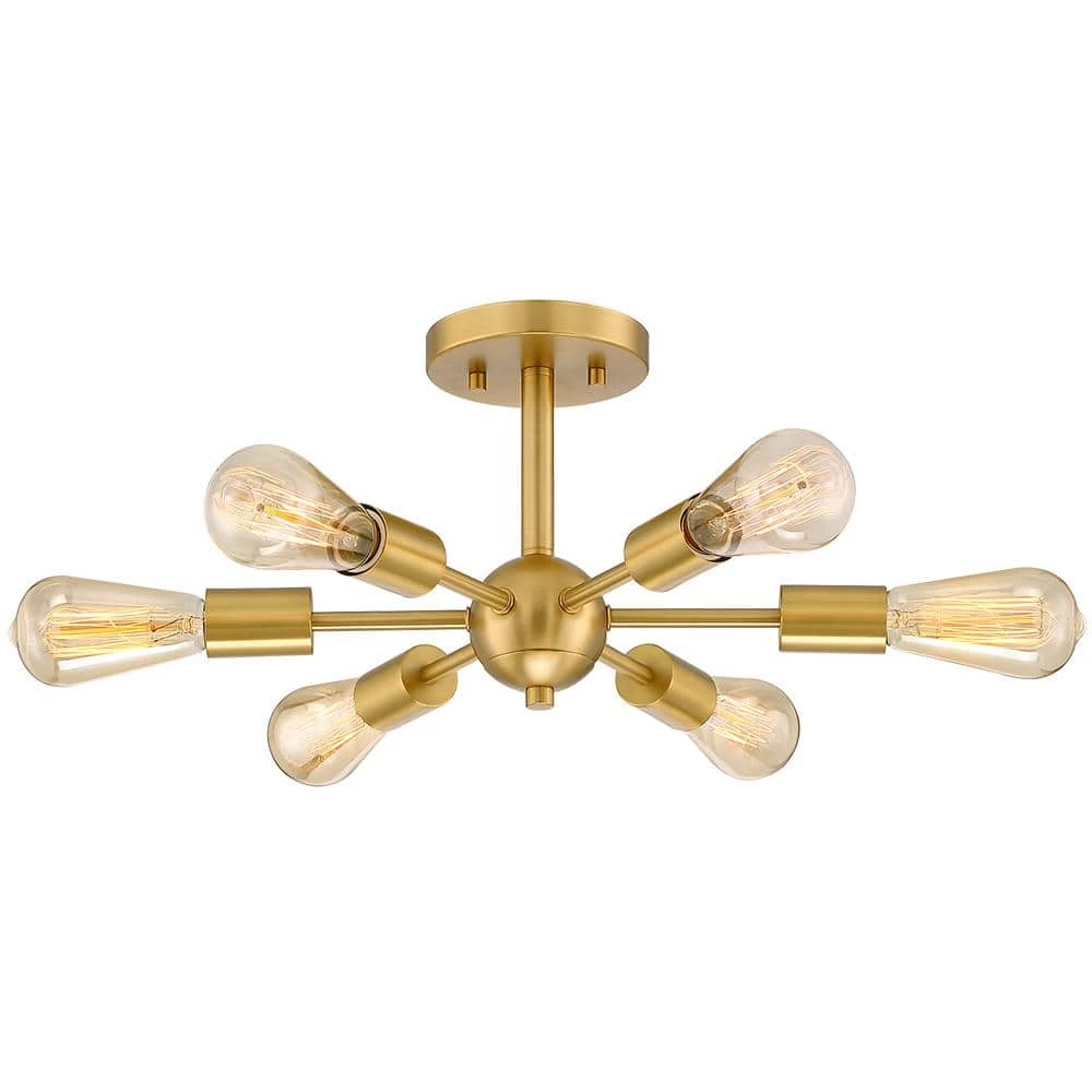 Sputnik 23 in. 6-Light Brass Semi Flush Mount Ceiling Light by TRUE FINE 3 Sputnik 23 in. 6-Light Brass Semi Flush Mount Ceiling Light by TRUE FINE