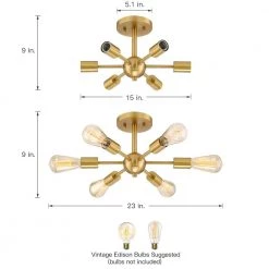 Sputnik 23 in. 6-Light Brass Semi Flush Mount Ceiling Light by TRUE FINE 15 Sputnik 23 in. 6-Light Brass Semi Flush Mount Ceiling Light by TRUE FINE -Dale Tiffany Store brass true fine flush mount lights td10023fl 66 1000