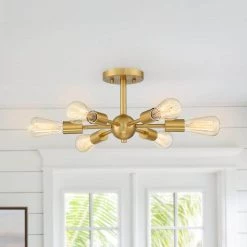 Sputnik 23 in. 6-Light Brass Semi Flush Mount Ceiling Light by TRUE FINE 12 Sputnik 23 in. 6-Light Brass Semi Flush Mount Ceiling Light by TRUE FINE -Dale Tiffany Store brass true fine flush mount lights td10023fl e1 1000