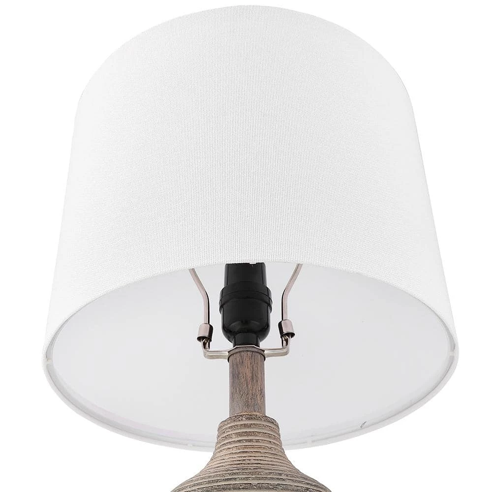 22.7 in. Bronze and Brushed Nickel Table Lamp with Double USB Port and White Linen Shade (Set of 2) by TRUE FINE 10 22.7 in. Bronze and Brushed Nickel Table Lamp with Double USB Port and White Linen Shade (Set of 2) by TRUE FINE - Image 8