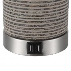 22.7 in. Bronze and Brushed Nickel Table Lamp with Double USB Port and White Linen Shade (Set of 2) by TRUE FINE 17 22.7 in. Bronze and Brushed Nickel Table Lamp with Double USB Port and White Linen Shade (Set of 2) by TRUE FINE -Dale Tiffany Store bronze and brushed nickel true fine table lamps td30006t 2pk 4f 1000