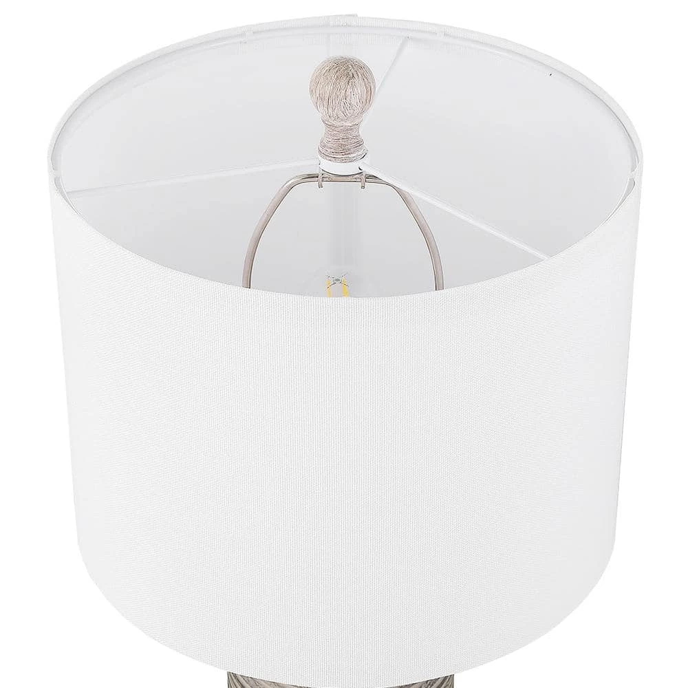 22.7 in. Bronze and Brushed Nickel Table Lamp with Double USB Port and White Linen Shade (Set of 2) by TRUE FINE 11 22.7 in. Bronze and Brushed Nickel Table Lamp with Double USB Port and White Linen Shade (Set of 2) by TRUE FINE - Image 9