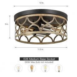 12 in. 2-Light Bronze and Wood Tone Flush Mount Ceiling Light by TRUE FINE -Dale Tiffany Store bronze and wood tone true fine flush mount lights td30002cel 40 1000
