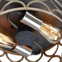 12 in. 2-Light Bronze and Wood Tone Flush Mount Ceiling Light by TRUE FINE -Dale Tiffany Store bronze and wood tone true fine flush mount lights td30002cel 44 1000