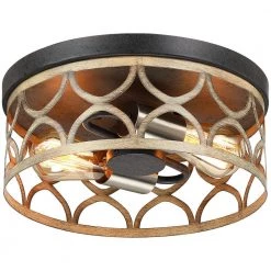 12 in. 2-Light Bronze and Wood Tone Flush Mount Ceiling Light by TRUE FINE -Dale Tiffany Store bronze and wood tone true fine flush mount lights td30002cel 4f 1000