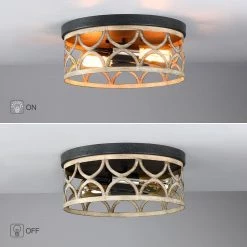 12 in. 2-Light Bronze and Wood Tone Flush Mount Ceiling Light by TRUE FINE -Dale Tiffany Store bronze and wood tone true fine flush mount lights td30002cel c3 1000