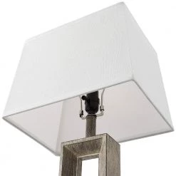 27.4 in. Bronze and Wood Tone Table Lamp with Double USB Port and White Linen Shade (Set of 2) by TRUE FINE -Dale Tiffany Store bronze and wood tone true fine table lamps td30005t 2pk 44 1000