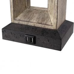 27.4 in. Bronze and Wood Tone Table Lamp with Double USB Port and White Linen Shade (Set of 2) by TRUE FINE -Dale Tiffany Store bronze and wood tone true fine table lamps td30005t 2pk 4f 1000