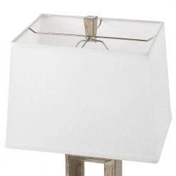 27.4 in. Bronze and Wood Tone Table Lamp with Double USB Port and White Linen Shade (Set of 2) by TRUE FINE -Dale Tiffany Store bronze and wood tone true fine table lamps td30005t 2pk fa 1000