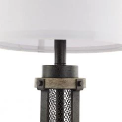 23 in. Bronze and Wood Tone Table Lamp with Double USB Port and White Linen Shade (Set of 2) by TRUE FINE -Dale Tiffany Store bronze and wood tone true fine table lamps td30010t 2pk fa 1000