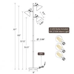 Richland 67 in. Bronze 3-Light Tree Floor Lamp with Metal Adjustable Shades, LED Bulbs Included by TRUE FINE -Dale Tiffany Store bronze true fine floor lamps 9021f c3 1000