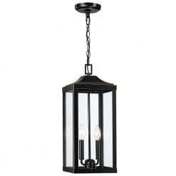 Jefferson 20 in. H 2-Light Bronze Large Outdoor Pendant Light with Clear Glass by TRUE FINE
