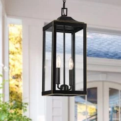 Jefferson 20 in. H 2-Light Bronze Large Outdoor Pendant Light with Clear Glass by TRUE FINE -Dale Tiffany Store bronze true fine outdoor pendant lights td40006c 77 1000