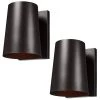 Bowman 7.5 in. 1-Light Bronze Modern Dark Sky Non Solar Outdoor Wall Lantern Sconce (2-Pack) by TRUE FINE