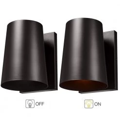 Bowman 7.5 in. 1-Light Bronze Modern Dark Sky Non Solar Outdoor Wall Lantern Sconce (2-Pack) by TRUE FINE -Dale Tiffany Store bronze true fine outdoor sconces 2144ot 2pk c3 1000