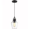 Basia 1-Light Bronze Mini Pendant Light with Clear Glass Shade by TRUE FINE