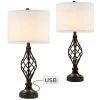 28 in. Bronze USB Table Lamp with White Linen Shade, 9.5-Watt LED Bulbs Included (Set of 2) by TRUE FINE -Dale Tiffany Store bronze true fine table lamps 20090t 2pk 64 1000