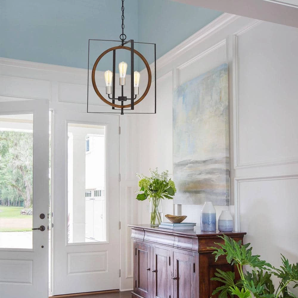 Contrast 20 in. 3-Light Rust Bronze/Wood Tone Rustic Chandelier by TRUE FINE 7 Contrast 20 in. 3-Light Rust Bronze/Wood Tone Rustic Chandelier by TRUE FINE - Image 5