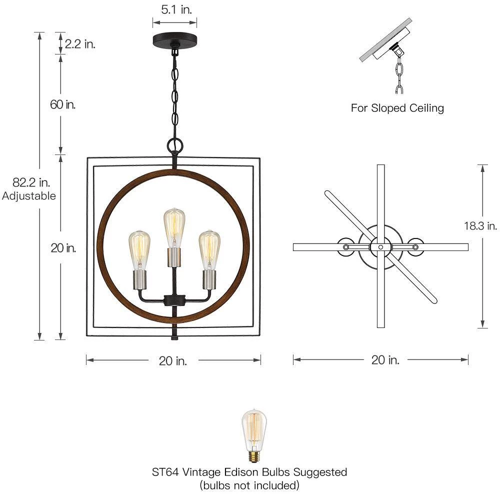 Contrast 20 in. 3-Light Rust Bronze/Wood Tone Rustic Chandelier by TRUE FINE 9 Contrast 20 in. 3-Light Rust Bronze/Wood Tone Rustic Chandelier by TRUE FINE - Image 7