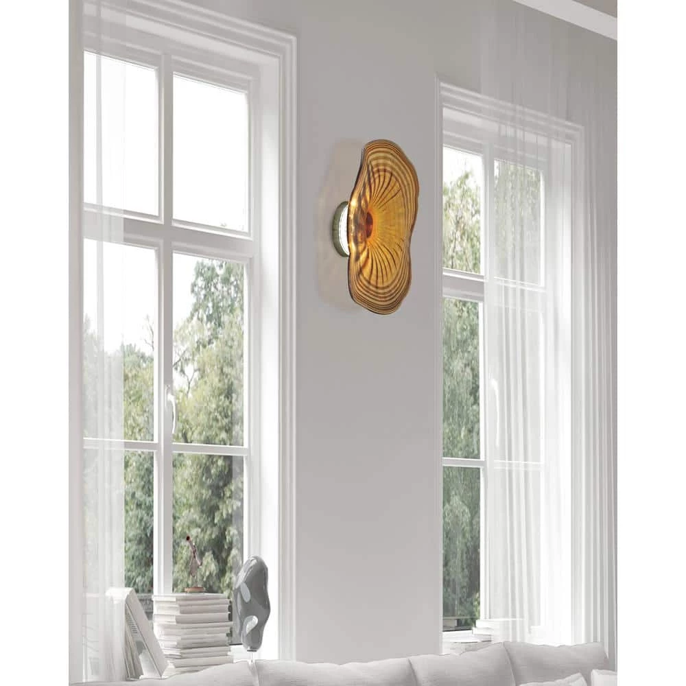 Amber 20 in. Integrated LED Brushed Nickel Wall Light Fixture with Metal Shade by Dale Tiffany 4 Amber 20 in. Integrated LED Brushed Nickel Wall Light Fixture with Metal Shade by Dale Tiffany - Image 2