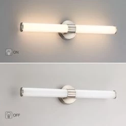 24 in. 3-Light Brushed Nickel Modern/Contemporary LED Bathroom Vanity Light Bar with Glass Shade by TRUE FINE -Dale Tiffany Store brushed nickel true fine vanity lighting td120001w led 4f 1000