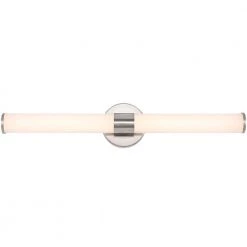 24 in. 3-Light Brushed Nickel Modern/Contemporary LED Bathroom Vanity Light Bar with Glass Shade by TRUE FINE