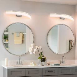 26.6 in. 4-Light Curved Brushed Nickel Modern/Contemporary LED Bathroom Vanity Light Bar by TRUE FINE -Dale Tiffany Store brushed nickel true fine vanity lighting td120003w led 1d 1000