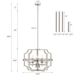 Richwood 5-Light Brushed Nickel/White-Washed Wood Tone Modern Farmhouse Chandelier by TRUE FINE -Dale Tiffany Store brushed nickel white washed wood true fine chandeliers 20150c 1d 1000