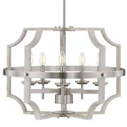 Richwood 5-Light Brushed Nickel/White-Washed Wood Tone Modern Farmhouse Chandelier by TRUE FINE -Dale Tiffany Store brushed nickel white washed wood true fine chandeliers 20150c 66 1000