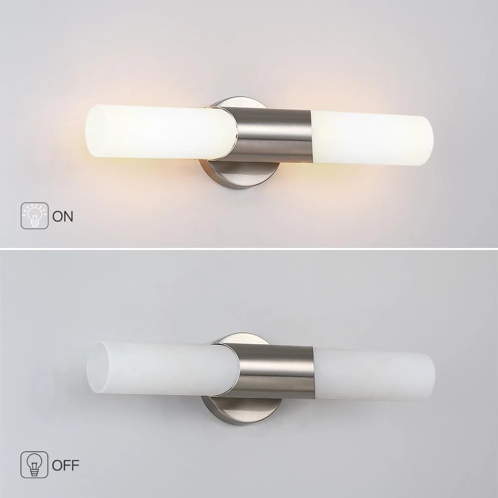 16.4 in. 2-Light Brushed Nickel Modern/Contemporary ADA Bathroom Vanity Light Bar with White Opal Glass by TRUE FINE 7 16.4 in. 2-Light Brushed Nickel Modern/Contemporary ADA Bathroom Vanity Light Bar with White Opal Glass by TRUE FINE - Image 5