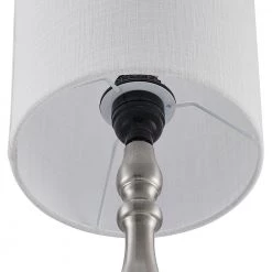 16.5 in. Brushed Steel Touch Control 3-Way Table Lamp with 2 USB Ports, 4-Watt LED Bulb Included by TRUE FINE -Dale Tiffany Store brushed steel true fine table lamps 20080t bn 1f 1000