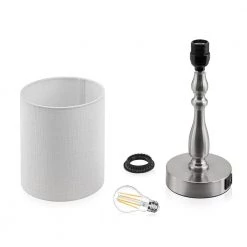 16.5 in. Brushed Steel Touch Control 3-Way Table Lamp with 2 USB Ports, 4-Watt LED Bulb Included by TRUE FINE -Dale Tiffany Store brushed steel true fine table lamps 20080t bn 44 1000