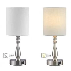 16.5 in. Brushed Steel Touch Control 3-Way Table Lamp with 2 USB Ports, 4-Watt LED Bulb Included by TRUE FINE -Dale Tiffany Store brushed steel true fine table lamps 20080t bn 76 1000