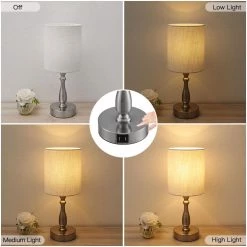 16.5 in. Brushed Steel Touch Control 3-Way Table Lamp with 2 USB Ports, 4-Watt LED Bulb Included by TRUE FINE -Dale Tiffany Store brushed steel true fine table lamps 20080t bn c3 1000