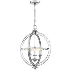3-Light Chrome Globe Chandelier Candle Style Luna 17 in. Modern/Contemporary by TRUE FINE