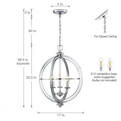 3-Light Chrome Globe Chandelier Candle Style Luna 17 in. Modern/Contemporary by TRUE FINE -Dale Tiffany Store chrome true fine chandeliers td60002c 77 1000